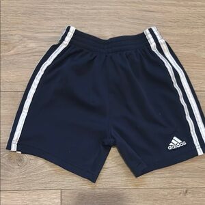 Toddler boys Adidas Navy Athletic Shorts with White Stripes
